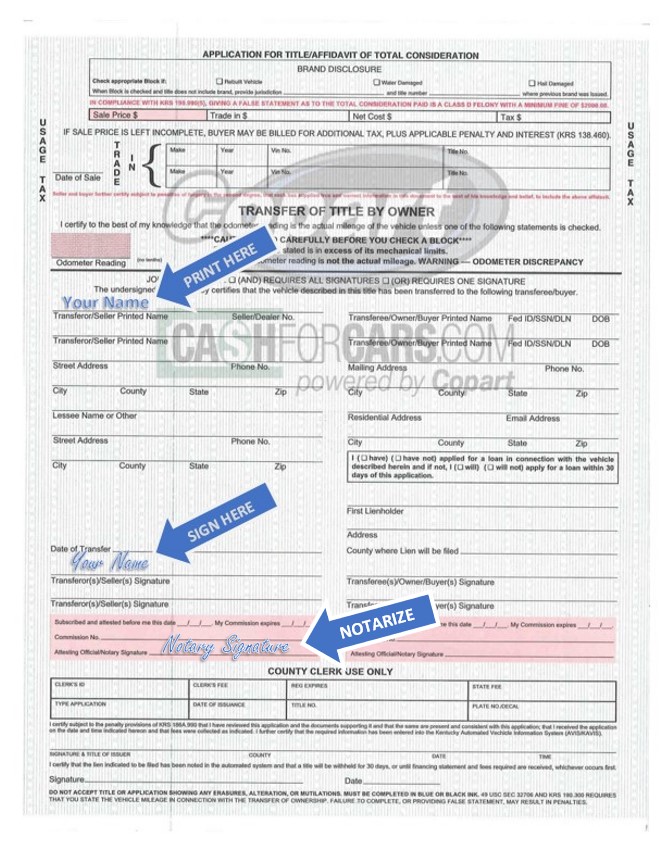 How to Sign Your Car Title in Kentucky